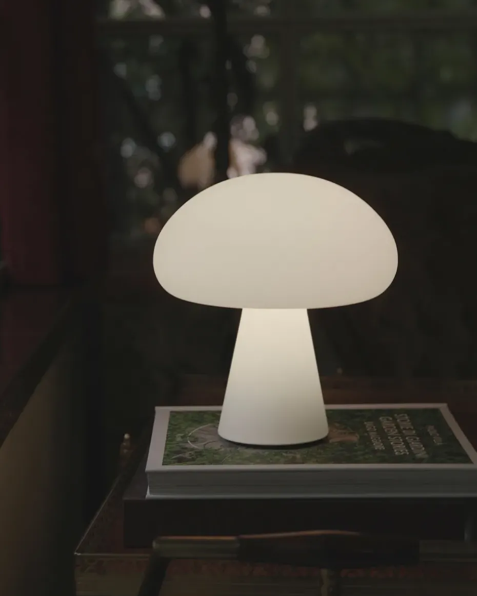 Lámpara de mesa Obello, vidrio pavonado
