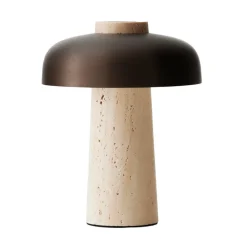 Lámpara de mesa portátil Reverse 24,5 cm, Travertine-bronzed aluminium