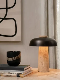 Lámpara de mesa portátil Reverse 24,5 cm, Travertine-bronzed aluminium