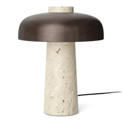 Lámpara de mesa Reverse 30 cm, Travertino-latón bronceado