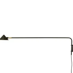 Lámpara de pared Kelly brazo largo, negro-oro