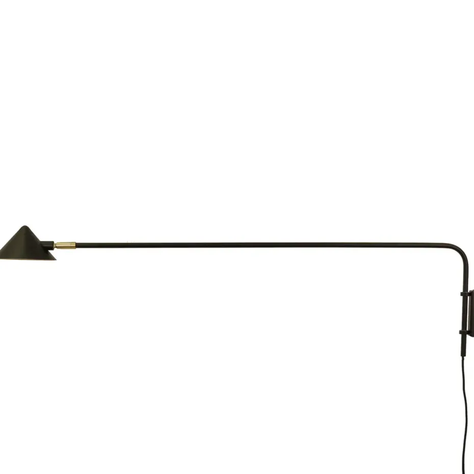 Lámpara de pared Kelly brazo largo, negro-oro