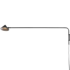 Lámpara de pared Kelly brazo largo, negro-oro