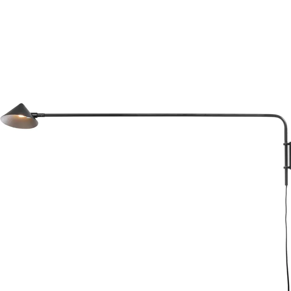 Lámpara de pared Kelly brazo largo, negro-oro