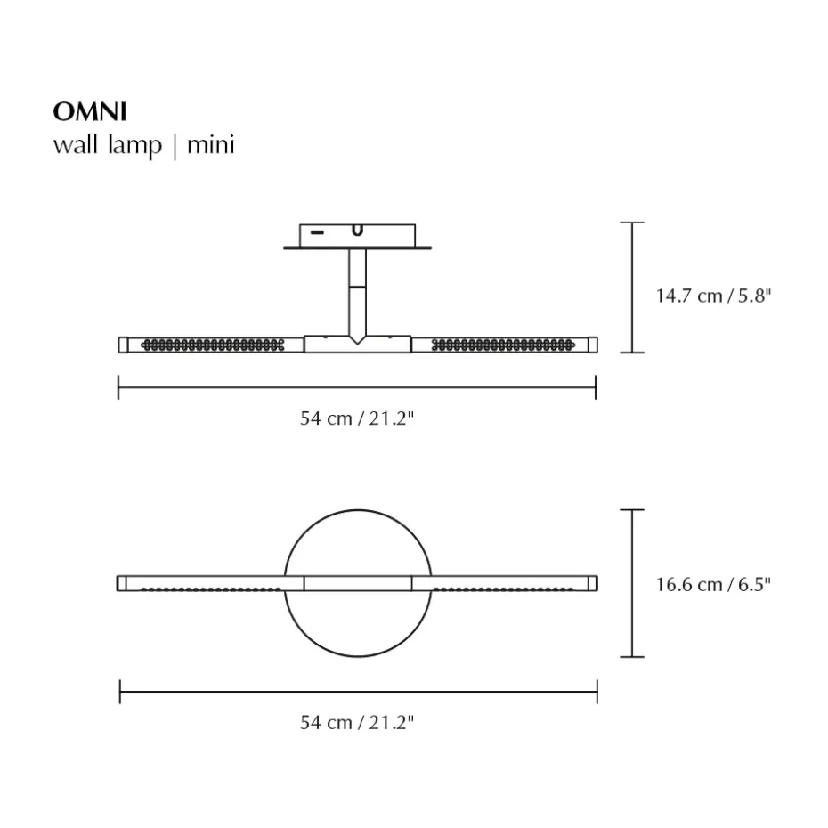 Lámpara de pared Omni mini, Latón