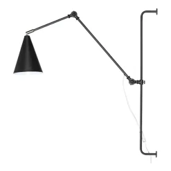 Lámpara de pared Yukon larga, Negro mate