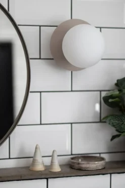 Lámpara de pared/plafón Art Deco IP44, Mud-blanco