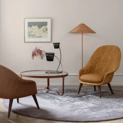 Lámpara de pie 9602, latón-wicker willow