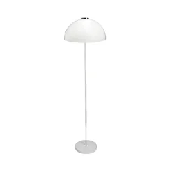 Lámpara de pie Kupoli, Gris, detalles de metal, pantalla blanca