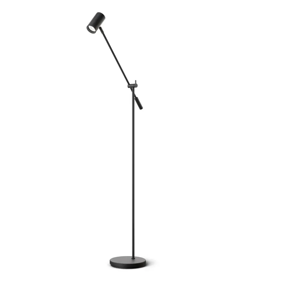 Lámpara de pie Tyson brazo basculante Ø19,8 cm, negro con estructura