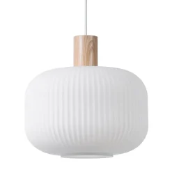 Lámpara de techo Fair Ø30 cm, Vidrio escarchado-fresno