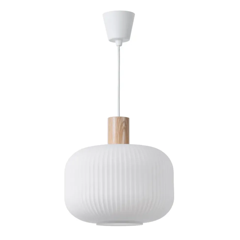 Lámpara de techo Fair Ø30 cm, Vidrio escarchado-fresno