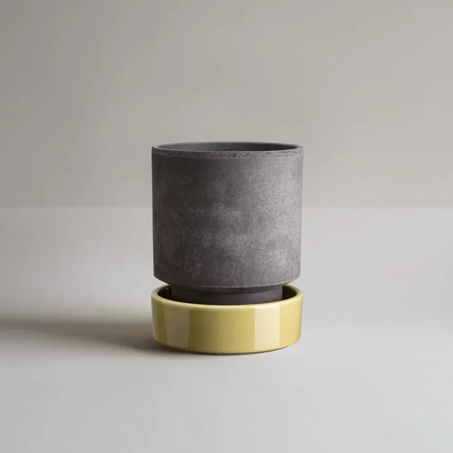 Maceta Hoff, Ø18 cm, Raw Grey-Pale Yellow