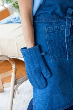 Manopla de cocina Aron denim 16x30 cm, Azul