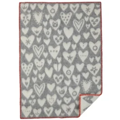 Manta de lana Baby Heart, gris