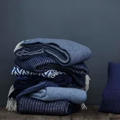 Manta de lana Chevron, Azul oscuro