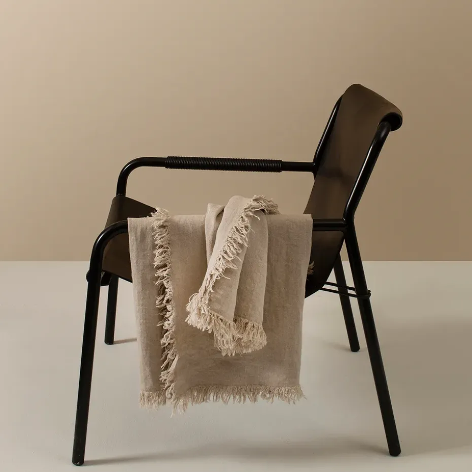 Manta de lino Merlin 130x170 cm, Natural (beige)