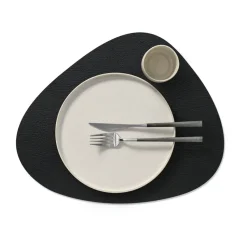 Mantel individual curvo Bull reversible L 1 pieza, Warm grey-black