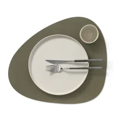 Mantel individual Nupo reversible curve L, Army green-naturale