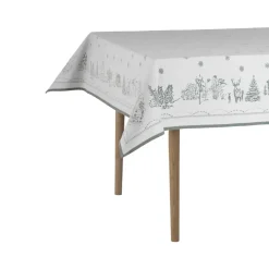 Mantel Julemorgen, Blanco-verde, 140x340 cm
