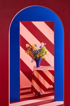Mantel Leya stripe 150x250 cm, Rojo-rosa