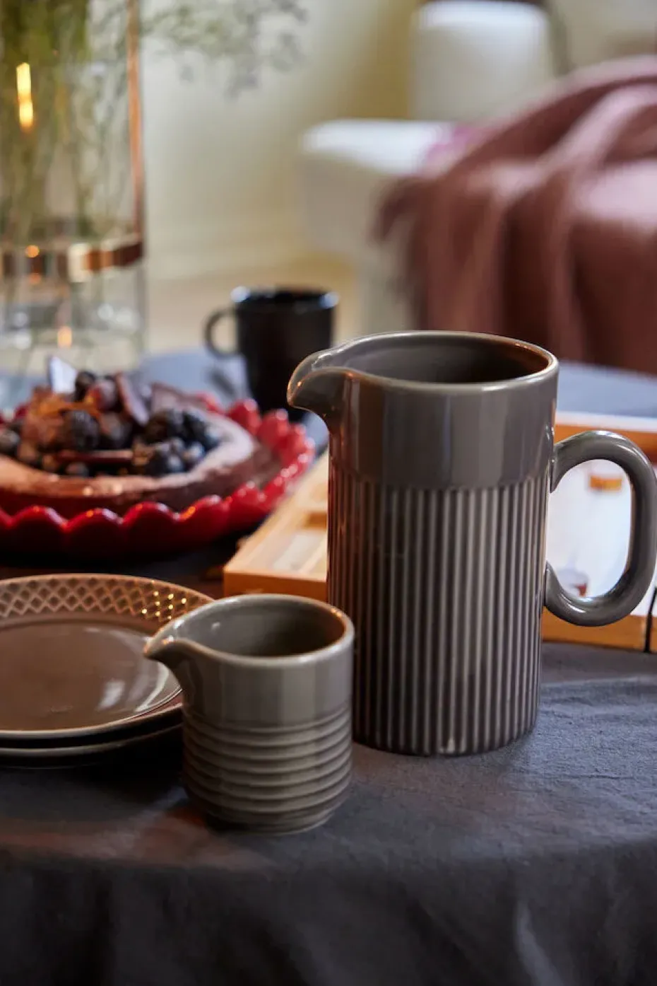 Mantel redondo Edith Ø180 cm, Gris