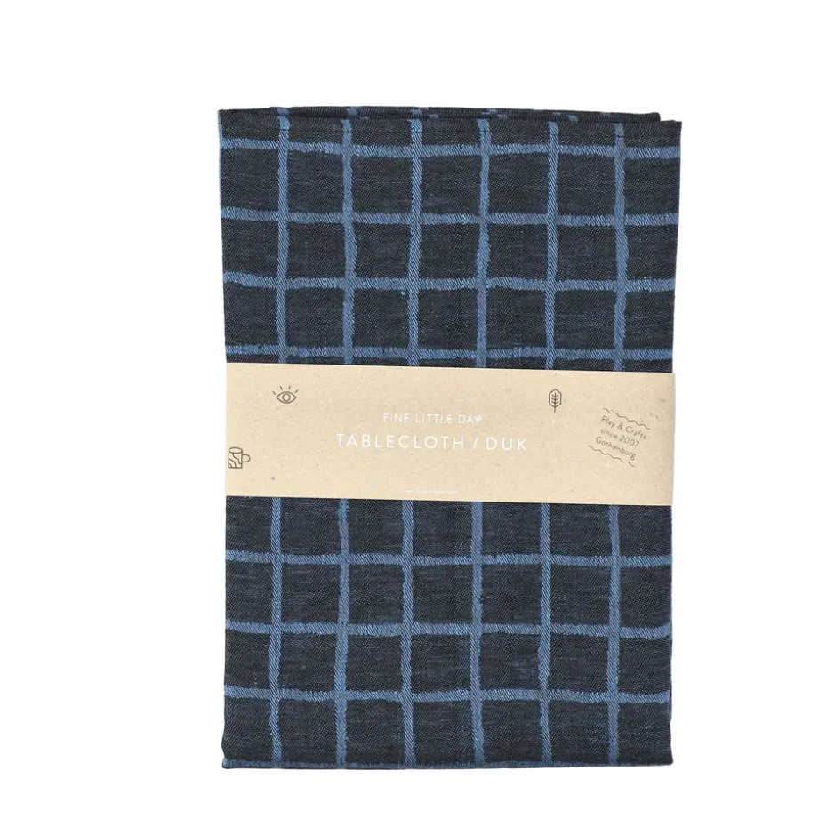 Mantel Rutig jacquard 147x147 cm, Blue-black
