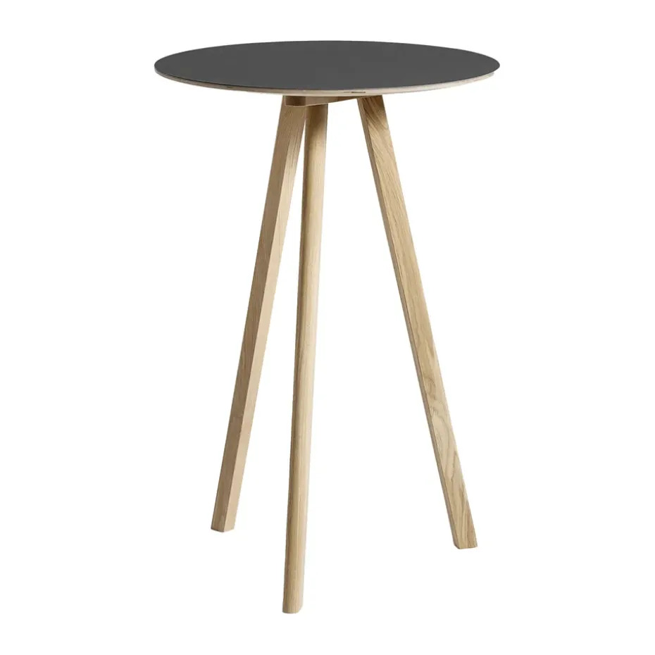 Mesa alta CPH20 2.0, Ø70 cm, Black linoleum-roble lacado