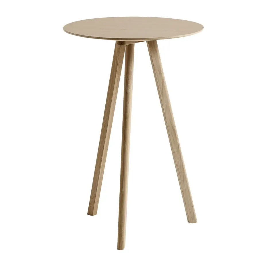 Mesa alta CPH20 2.0, Ø70 cm, Roble lacado-roble chapado