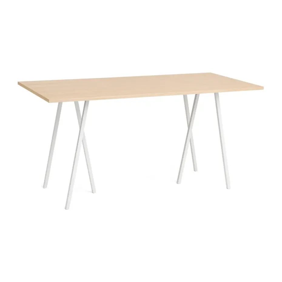 Mesa alta Loop Stand incl. support 92,5x200 cm, White-clear lacq. oak