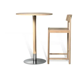 Mesa alta Rod Ø70 cm, Roble mate con acabado blanquecino