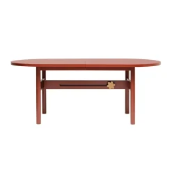 Mesa Ateljé, Roble-teñido de rojo-pomo en roble