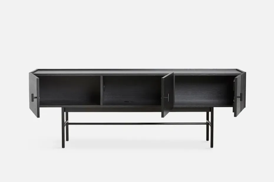 Mesa auxiliar Array baja, 150 cm, Roble pintado negro