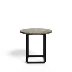 Mesa auxiliar Florence, mármol gris du marais, ø50 cm, soporte negro