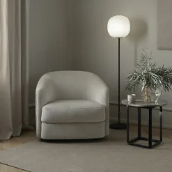 Mesa auxiliar Florence, mármol gris du marais, ø50 cm, soporte negro