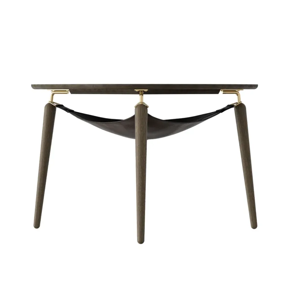 Mesa auxiliar Hang Out, Roble oscuro-latón