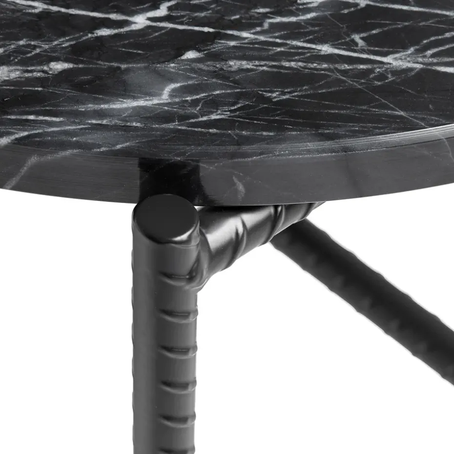 Mesa auxiliar Rebar Ø45 cm, Black marble-black
