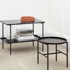 Mesa auxiliar Rebar Ø45 cm, Black marble-black