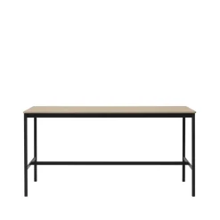 Mesa de bar Base High, Oak, base negra, borde de madera contrachapada, w85 l190 h95