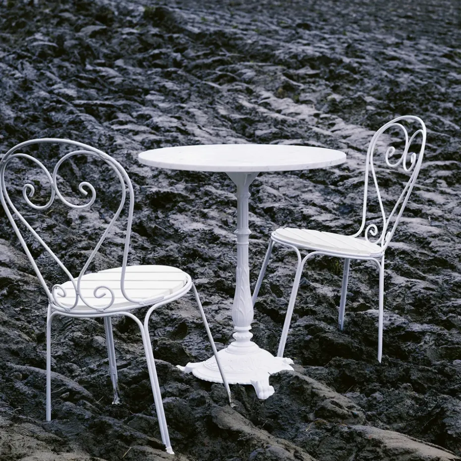Mesa de café Classic, Mármol blanco, soporte verde