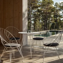 Mesa de café Desirée, Blanco, ø64cm, base lacada en blanco