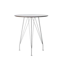 Mesa de café Desirée, Laminado blanco, ø110cm, base lacada en blanco