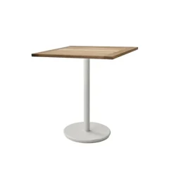 Mesa de café Go teca 72x72 cm, Soporte blanco
