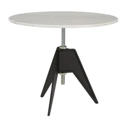 Mesa de café Screw Ø90 cm, Mármol blanco-hierro fundido