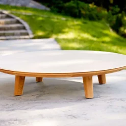 Mesa de centro Aspect, Fossil grey-teak, cermaic