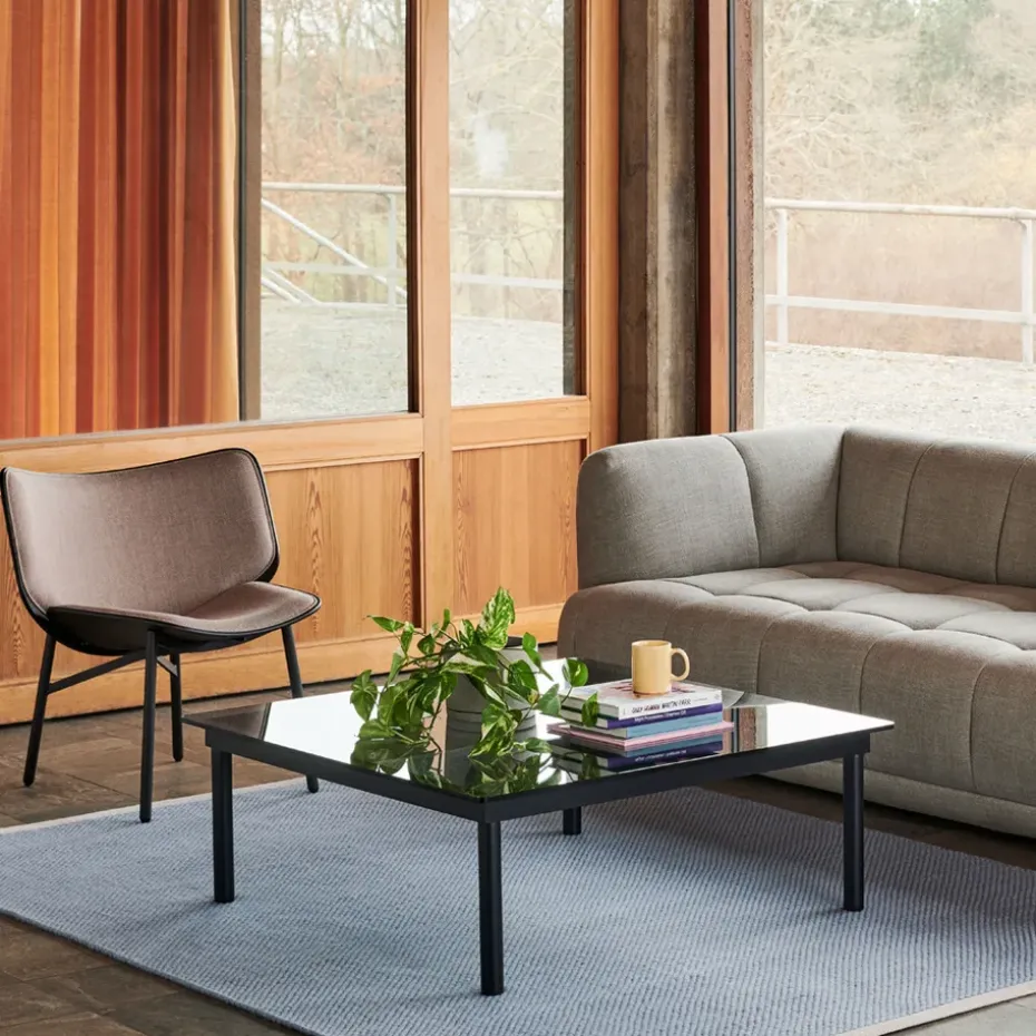 Mesa de centro Kofi, Oak-clear glass, 100 cm