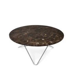 Mesa de centro O Table, marrón mármol, estructura de acero inoxidable