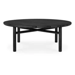 Mesa de centro Quatro outdoor teca lacado negro, Ø95 cm