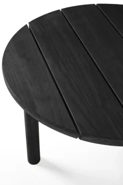 Mesa de centro Quatro outdoor teca lacado negro, Ø95 cm