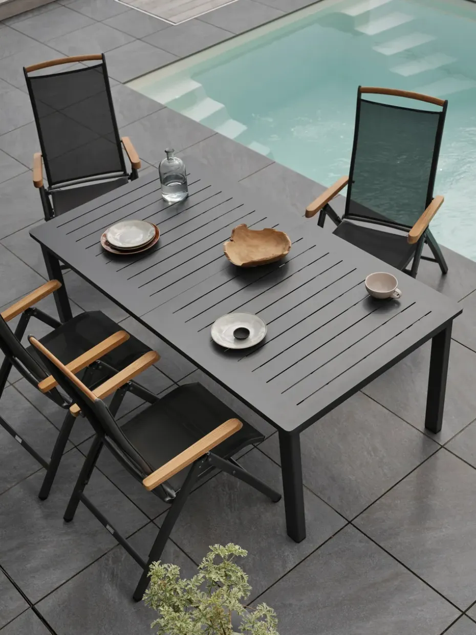 Mesa de comedor extensible Lomma, Anthracite 194-312 cm